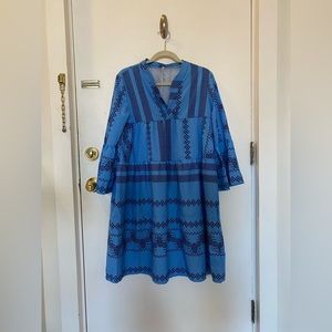 Beach Coverup / Sun Dress, blue bell sleeve, size M.